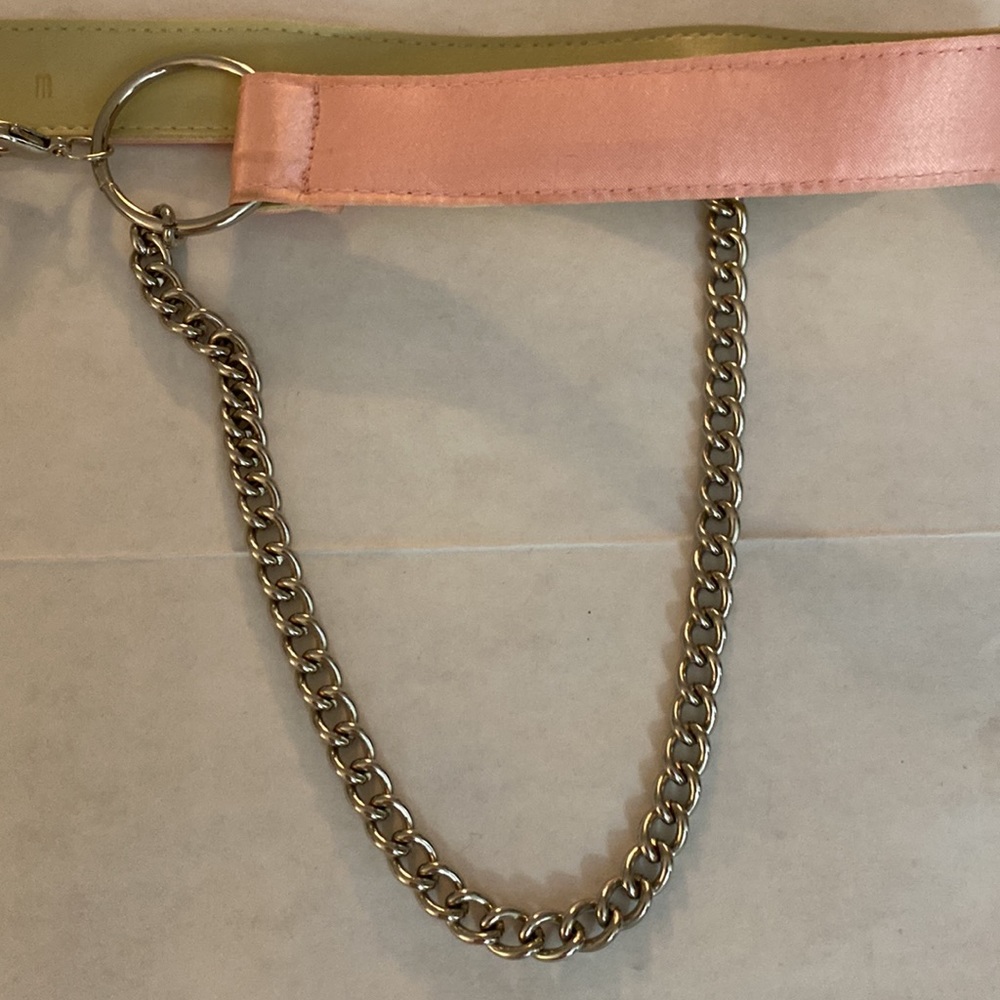 Vintage Y2K Chain belt with rhinestone heart Charm - Picture 3 of 10